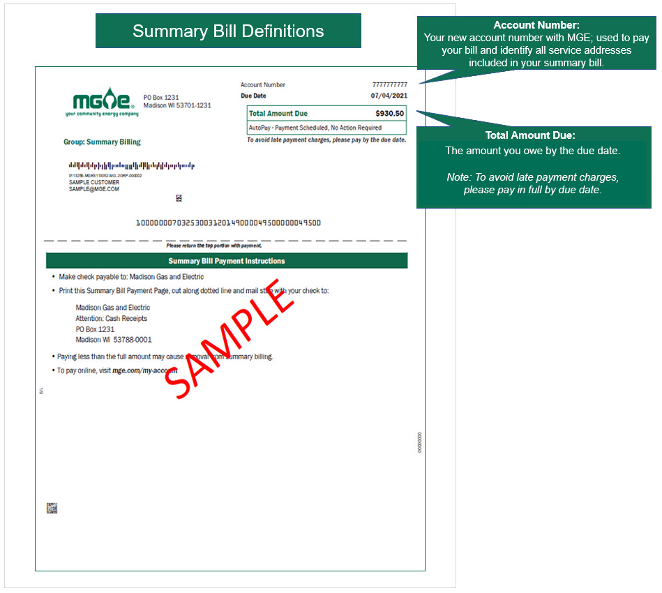 MGE Summary Billing Changes